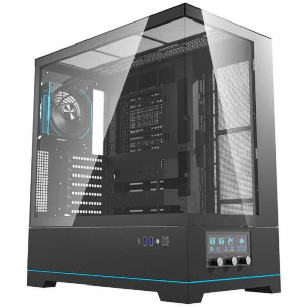 Darkflash DY451 PRO számítógépház + 1 ventilátor (fekete) (DY451 PRO BLACK)